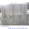 White poly bag on roll, perforated poly tubing on roll